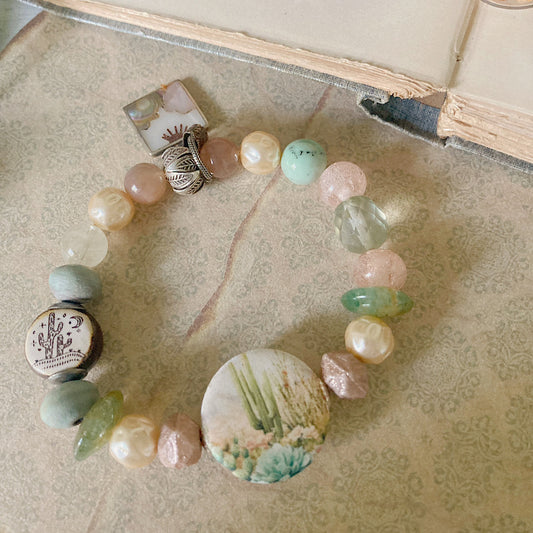 Women’s Summer Mystical Desert Talisman Neutral Stretch Bracelet
