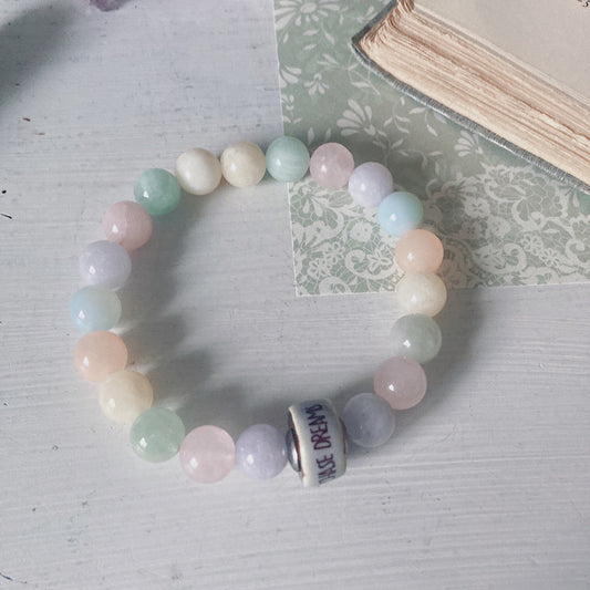 Women’s Spring Pastel Rainbow Shabby Quote Stretch Bracelet