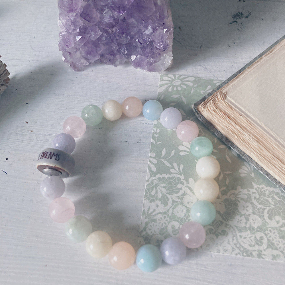 Women’s Spring Pastel Rainbow Shabby Quote Stretch Bracelet