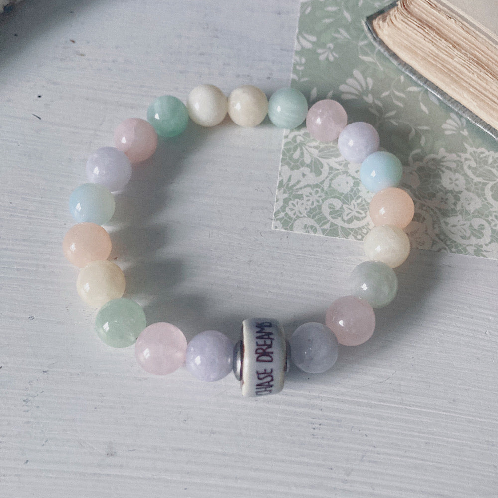 Women’s Spring Pastel Rainbow Shabby Quote Stretch Bracelet