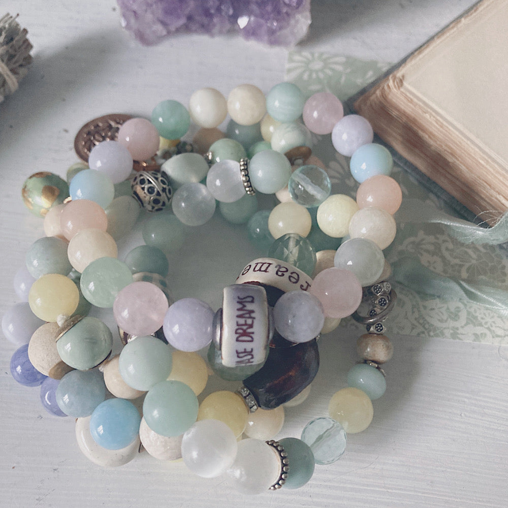 Women’s Spring Pastel Rainbow Shabby Quote Stretch Bracelet