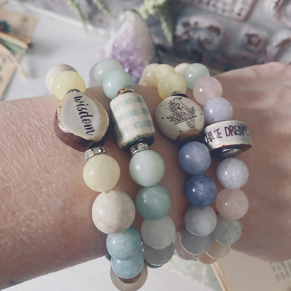 Women’s Spring Pastel Rainbow Shabby Quote Stretch Bracelet