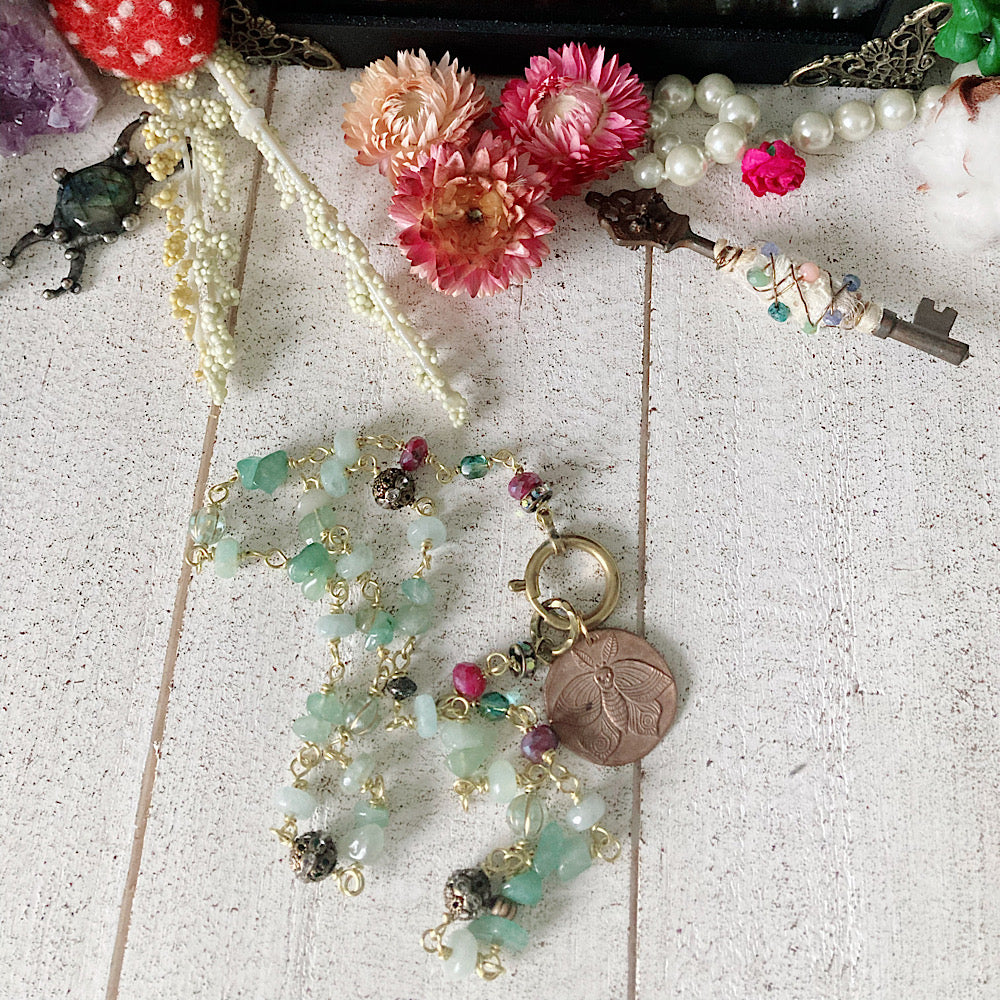 Women’s Summer Death Moth Cottagecore Lighy Academia Rosary Necklace