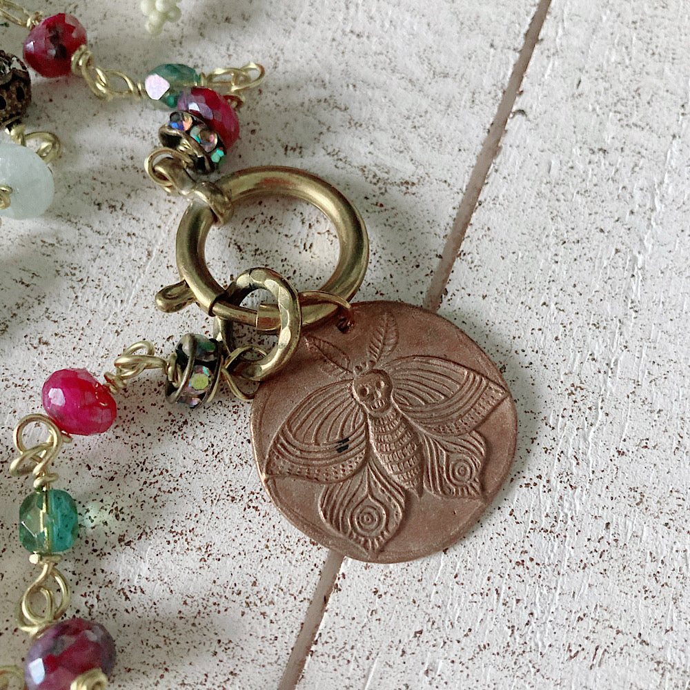 Women’s Summer Death Moth Cottagecore Lighy Academia Rosary Necklace
