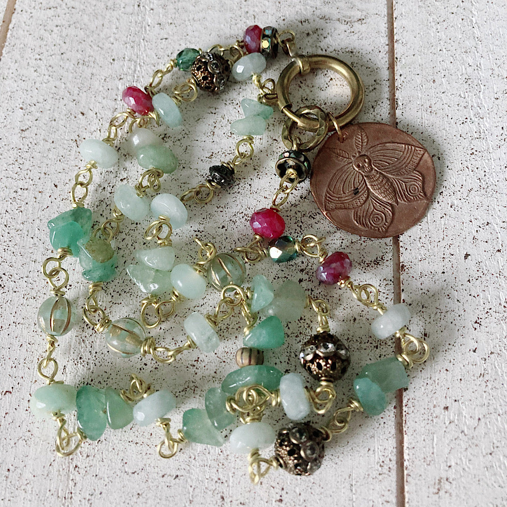 Women’s Summer Death Moth Cottagecore Lighy Academia Rosary Necklace