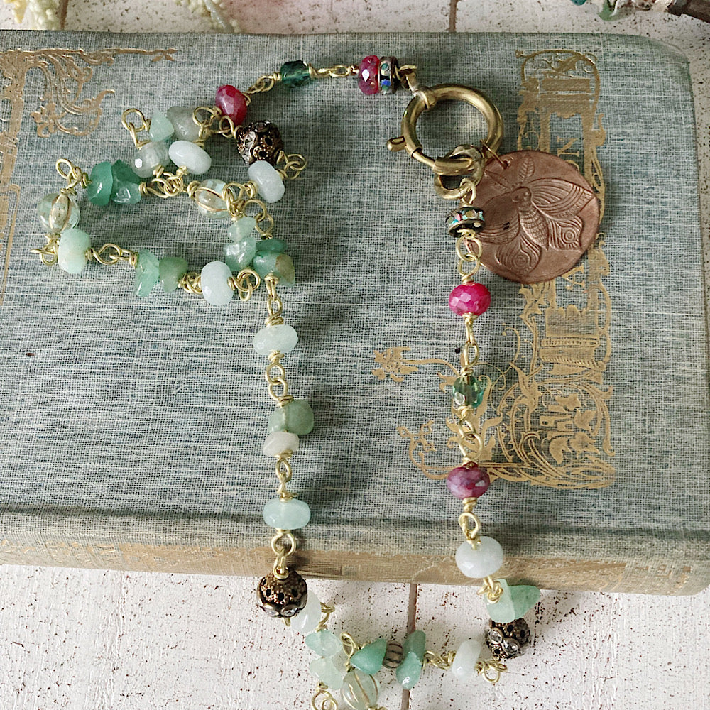 Women’s Summer Death Moth Cottagecore Lighy Academia Rosary Necklace