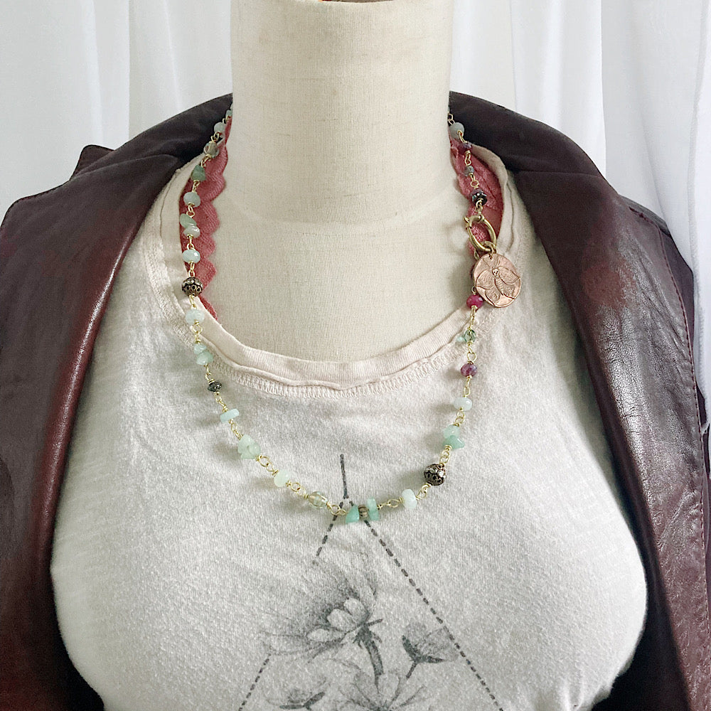 Women’s Summer Death Moth Cottagecore Lighy Academia Rosary Necklace