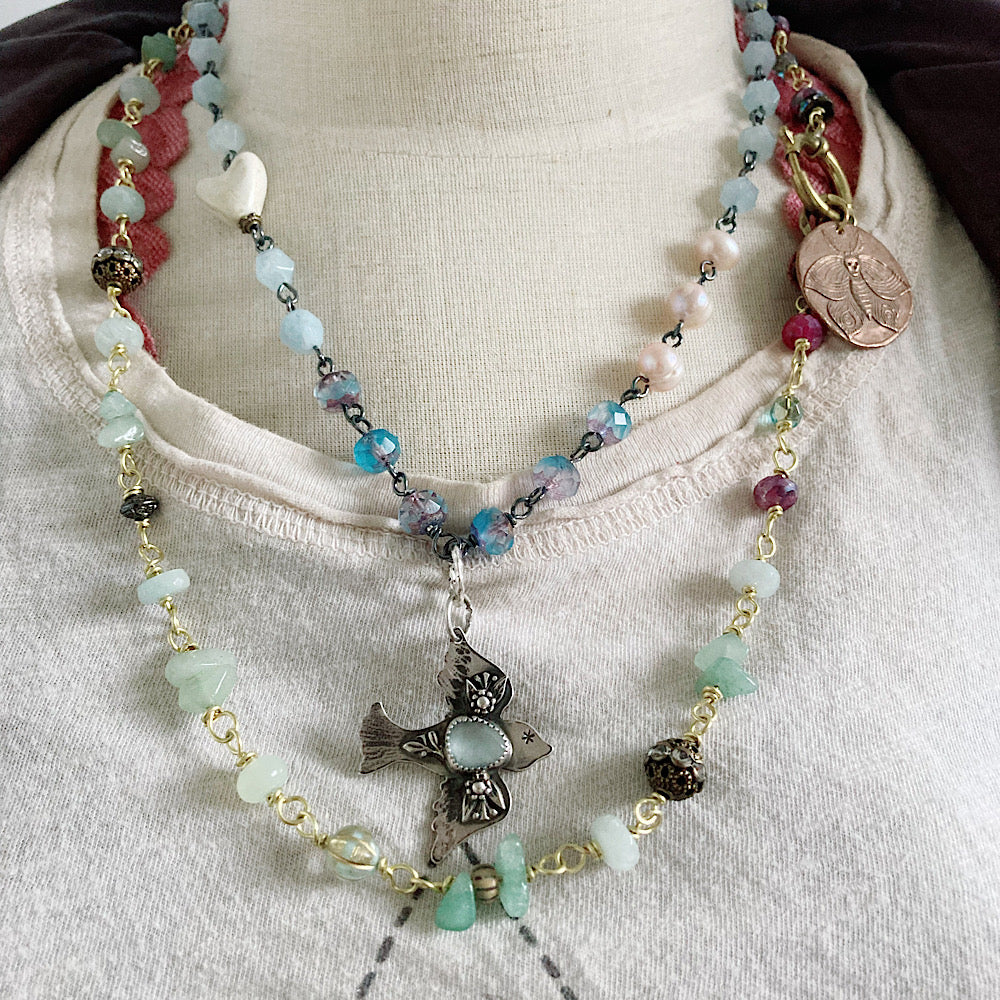 Women’s Summer Death Moth Cottagecore Lighy Academia Rosary Necklace
