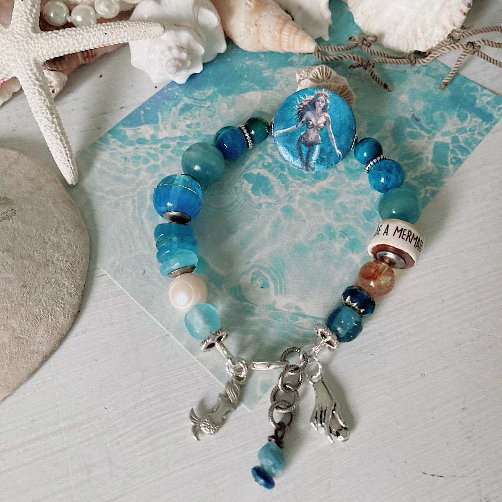 Women’s Summer Mermaid Coastal Beach Surfer BohoGlam Clasp Bracelet