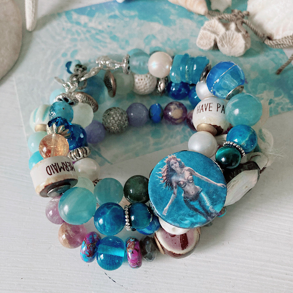 Women’s Summer Mermaid Coastal Beach Surfer BohoGlam Clasp Bracelet