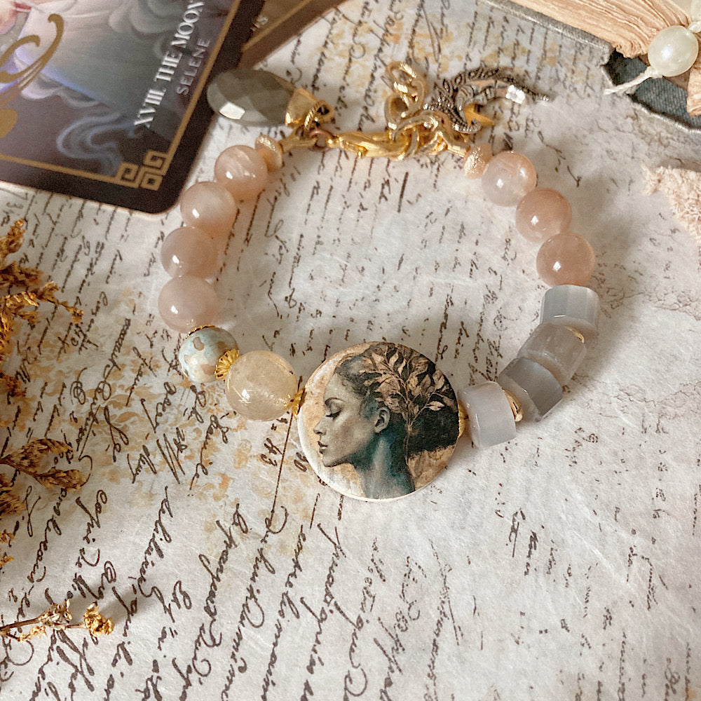 Women’s Mystical Moon Goddess Light Academia Clasp Bracelet