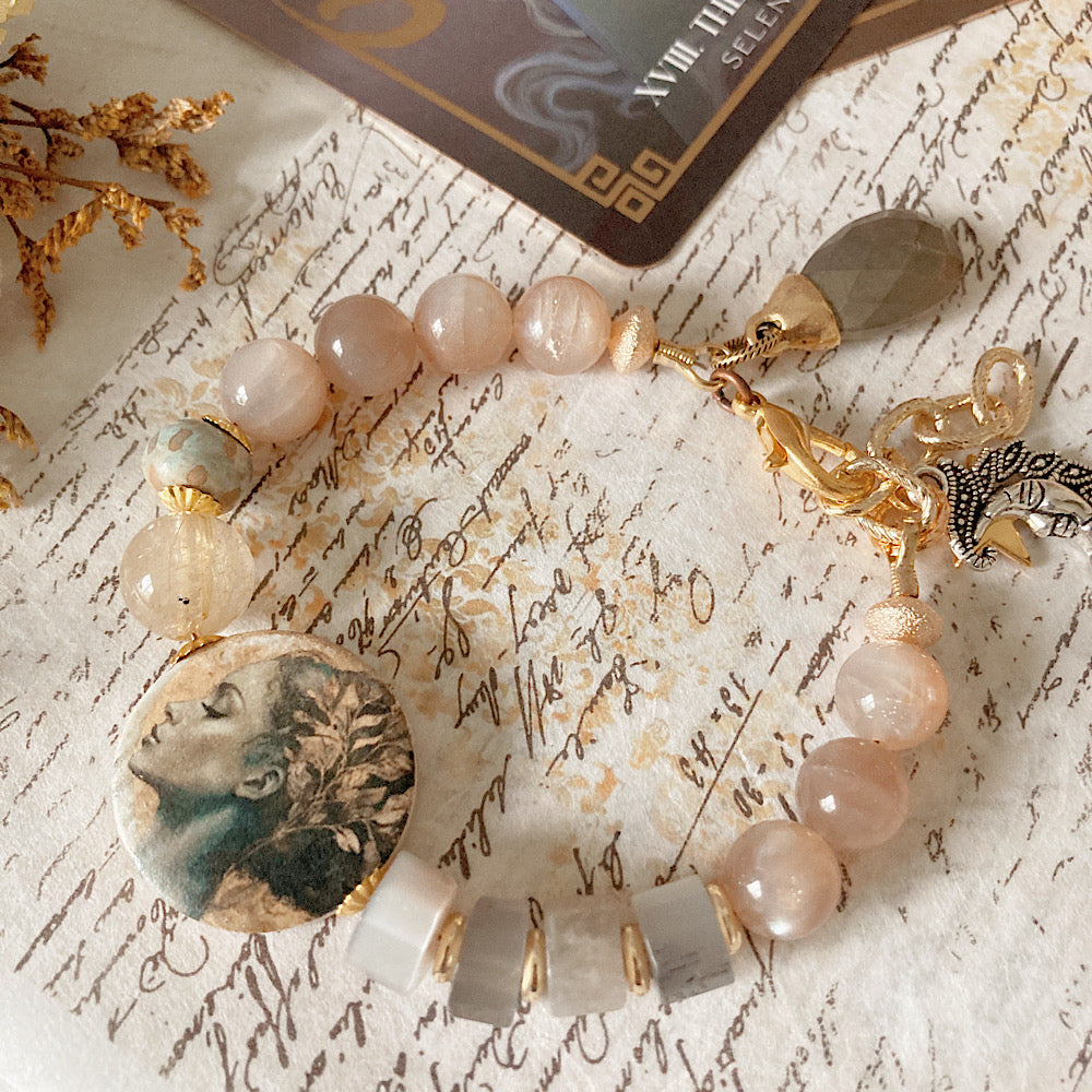 Women’s Mystical Moon Goddess Light Academia Clasp Bracelet