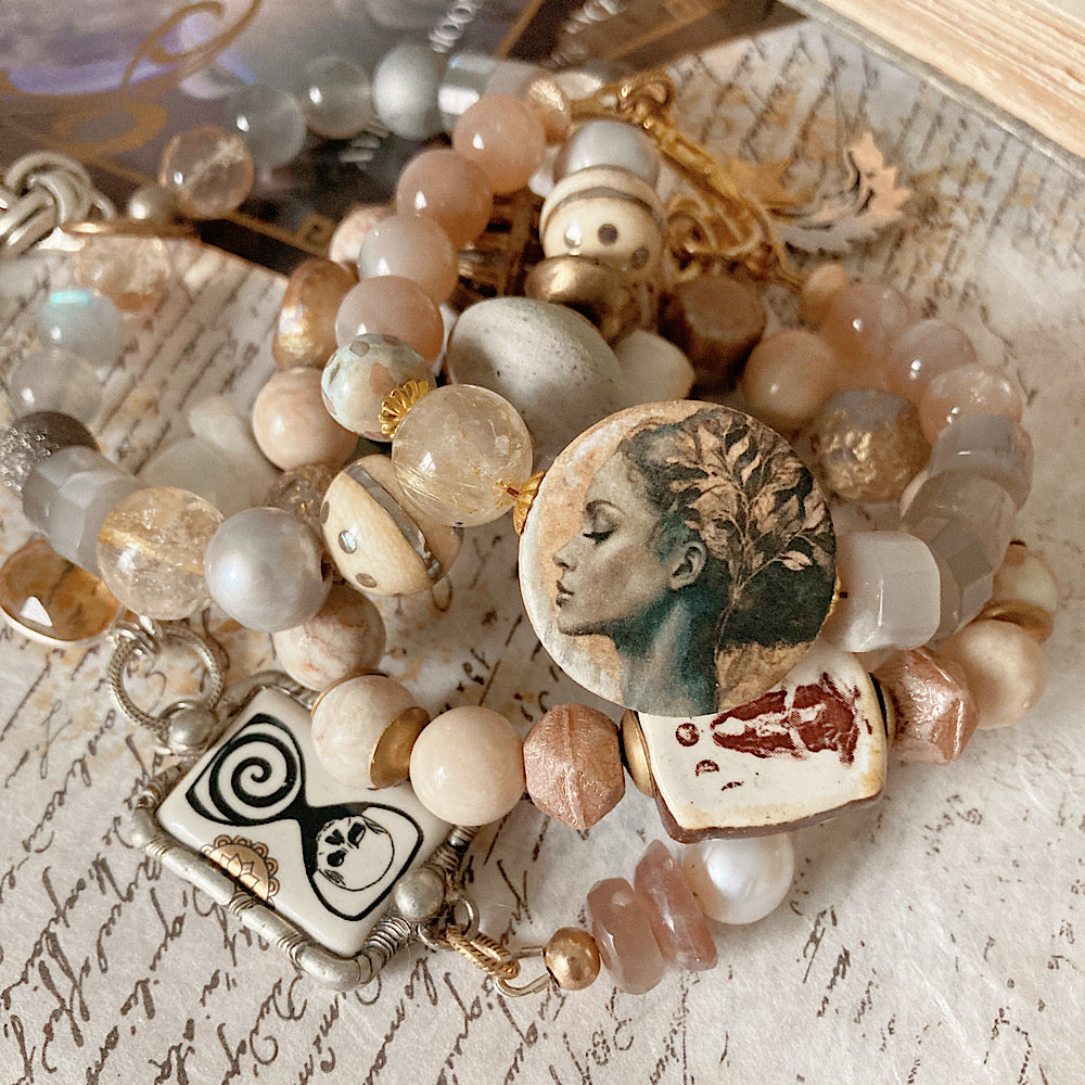 Women’s Mystical Moon Goddess Light Academia Clasp Bracelet