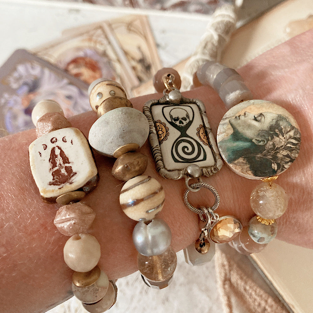 Women’s Winter Mystical Moon Goddess Light Academia Clasp Bracelet