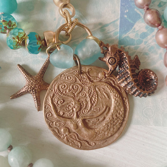 Women’s Beach Mermaid Coastal Charm Talisman Surfer Boho Knotted Necklace