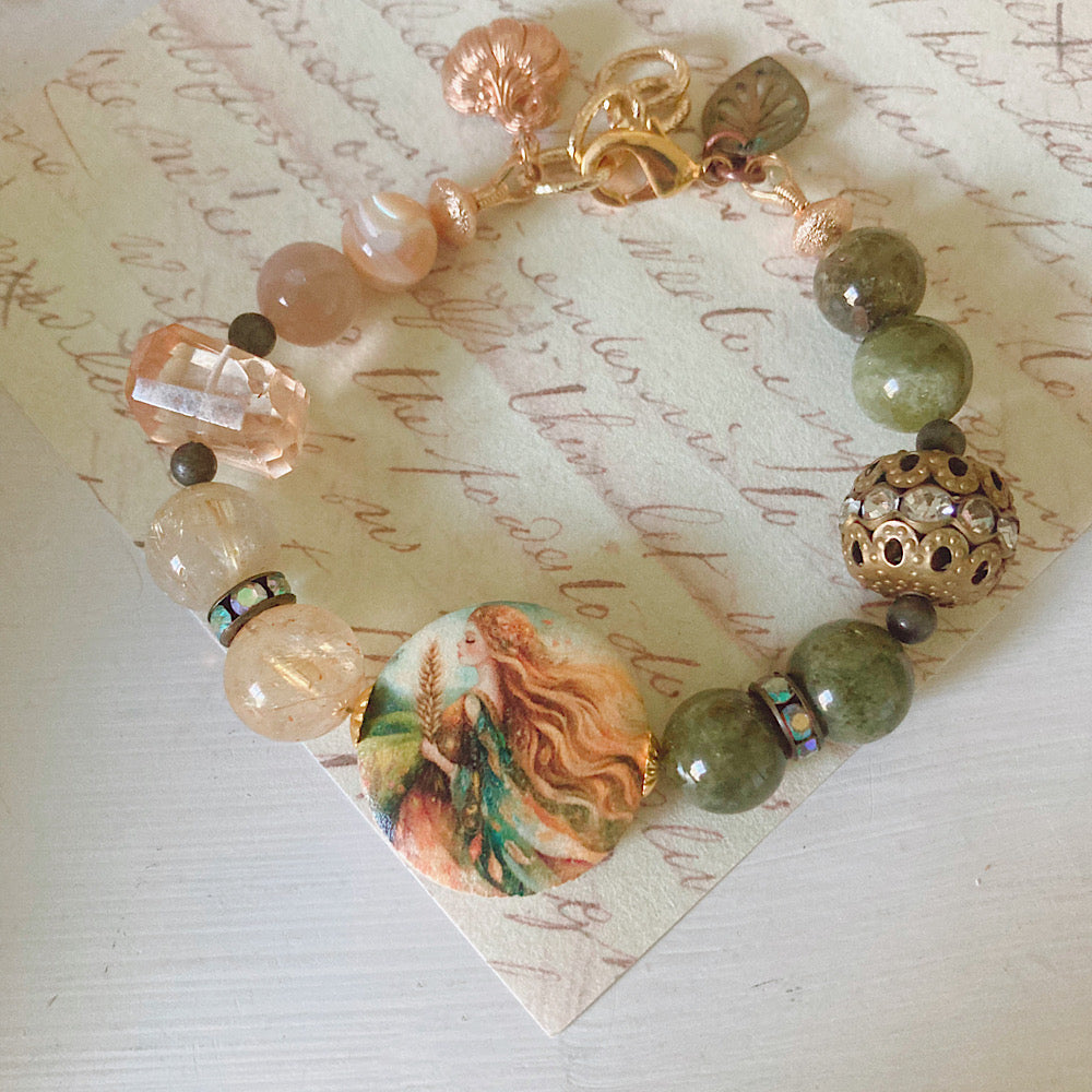 Women’s Fall Harvest Queen Mystical Cycle Cottagecore Nature Inspired Clasp Bracelet