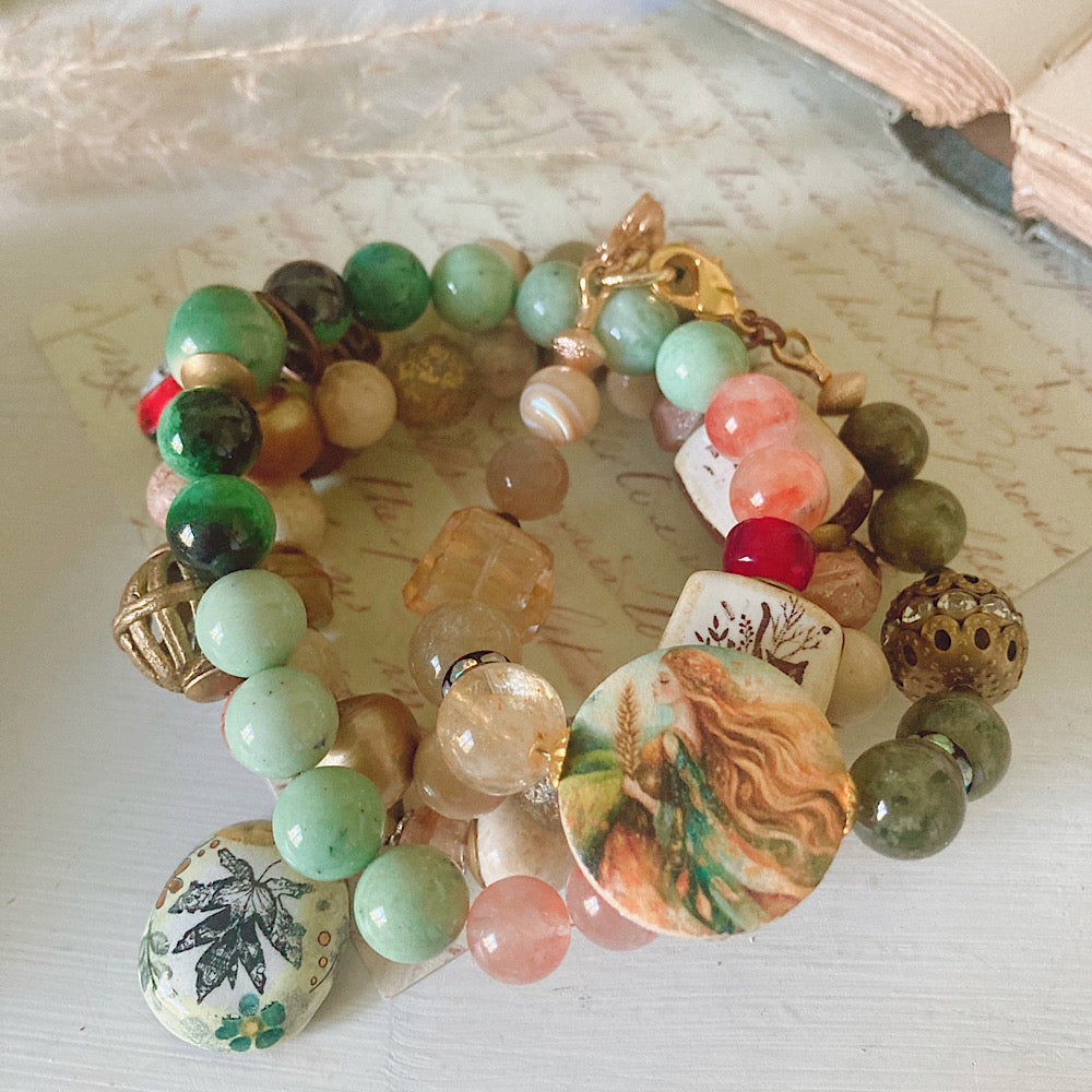 Women’s Fall Harvest Queen Mystical Cycle Cottagecore Nature Inspired Clasp Bracelet