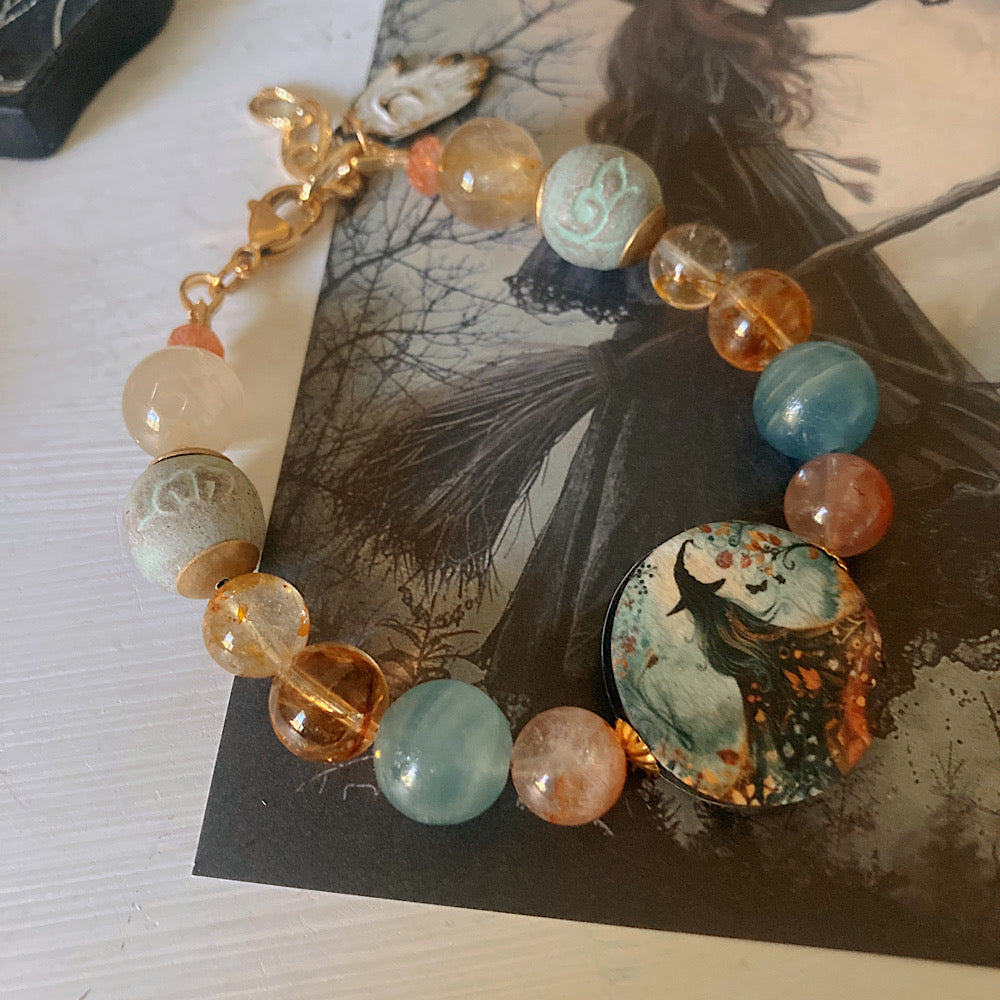 Reserved for a VIP: Women’s Autumn Witch Mystical Talisman Halloween Clasp Bracelet