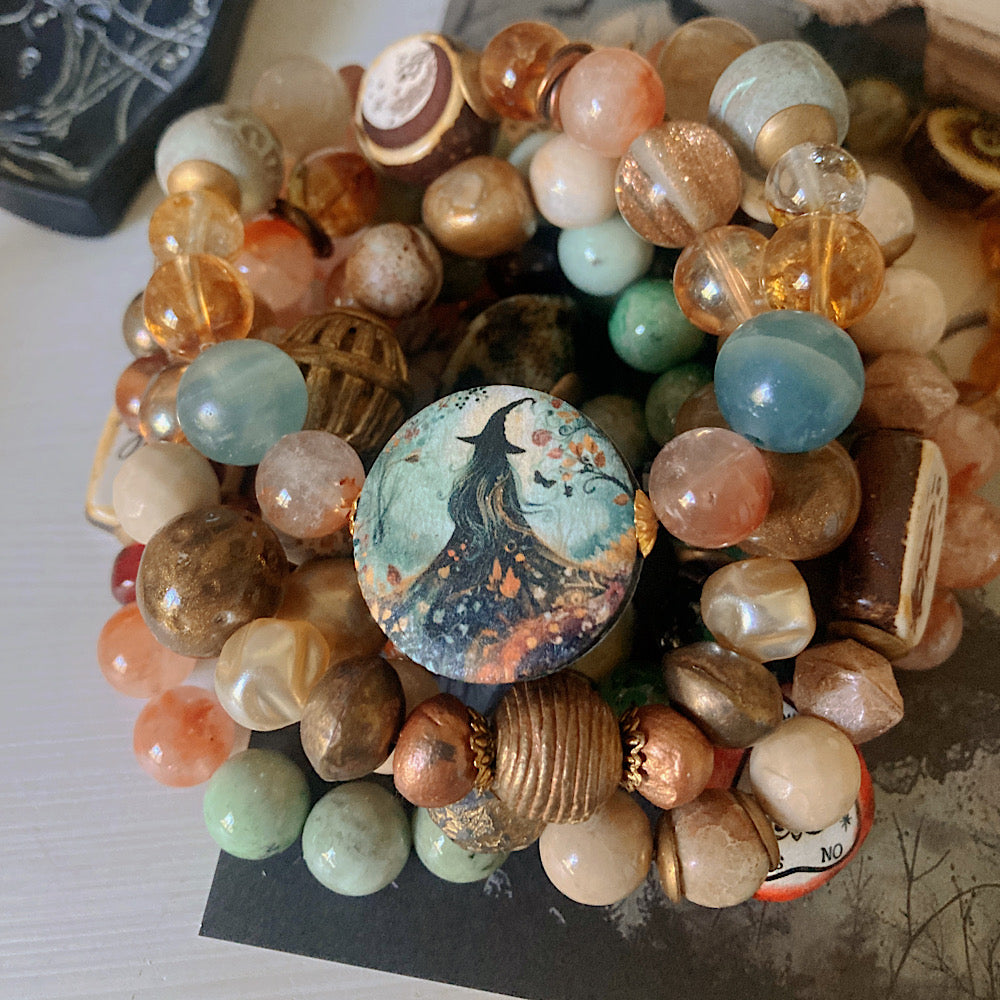 Reserved for a VIP: Women’s Autumn Witch Mystical Talisman Halloween Clasp Bracelet