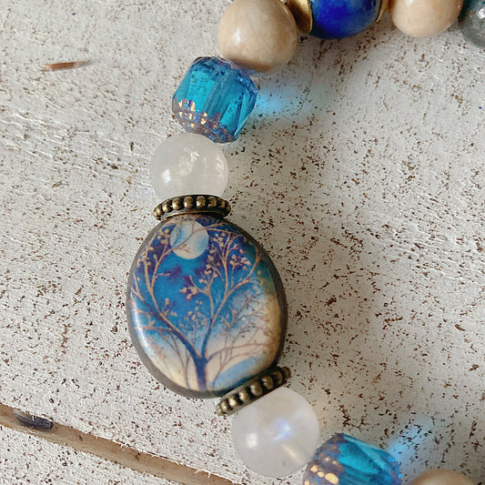 Women’s Full Moon Boho Cottagecore Nature Stretch Bracelet