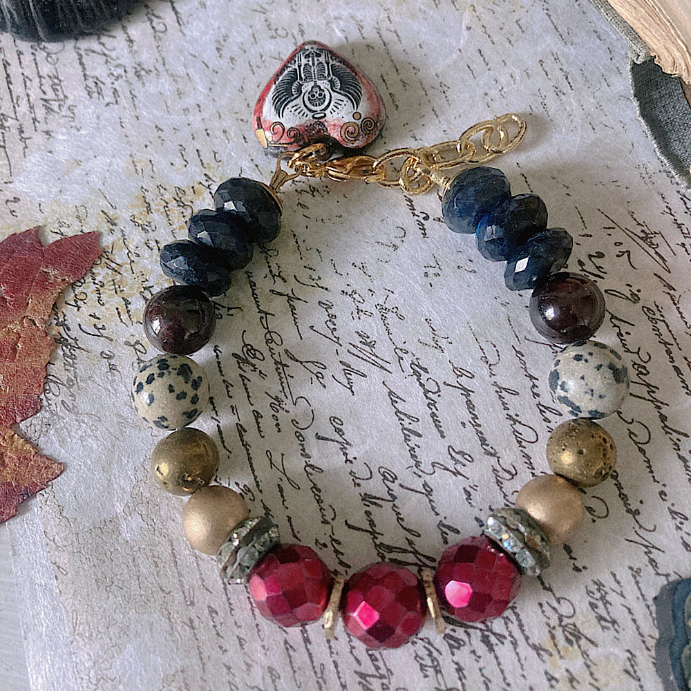 Women’s Gothic Dark Academia Samhain Guide Talisman Spooky Skeleton Clasp Bracelet