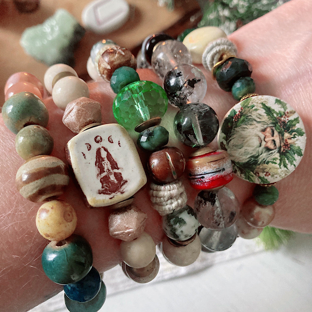 Women’s Winter Holly King Celtic Nature Inspired Solstice Clasp Bracelet