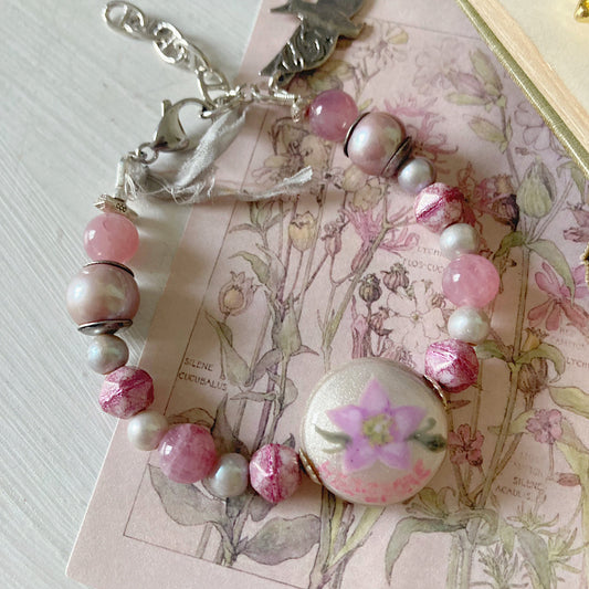 Reserved for a VIP: Women’s Spring Hellbore Floral Mystical Talisman Cottagecore Clasp Bracelet