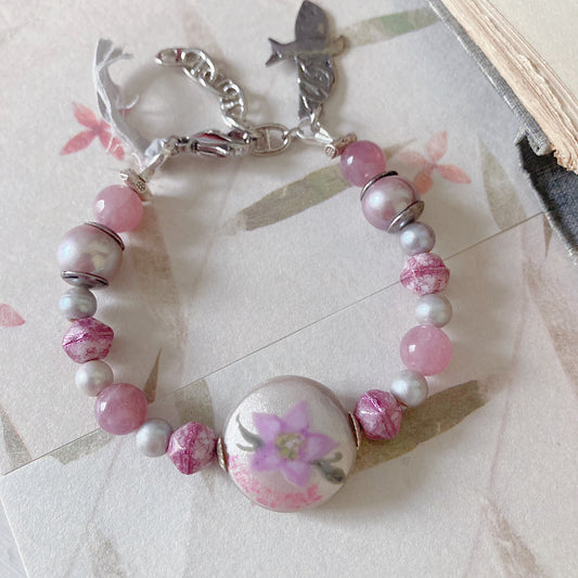 Reserved for a VIP: Women’s Spring Hellbore Floral Mystical Talisman Cottagecore Clasp Bracelet