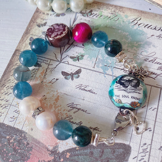 Women’s Spring Butterfly Whimsical Fluorite Talisman Clasp Bracelet