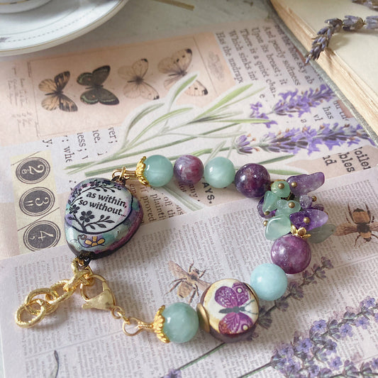 Women’s Spring Pastel Witchy Harmony Lepidolite Clasp Bracelet