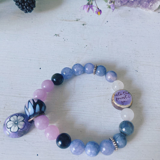 Women’s Cherry Blossom Forest Nature Mystical Cottagecore Stretch Bracelet