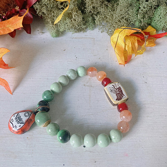 Women’s Fall Witchy Occult Dark Academia Mystical Gemstone Stretch Bracelet