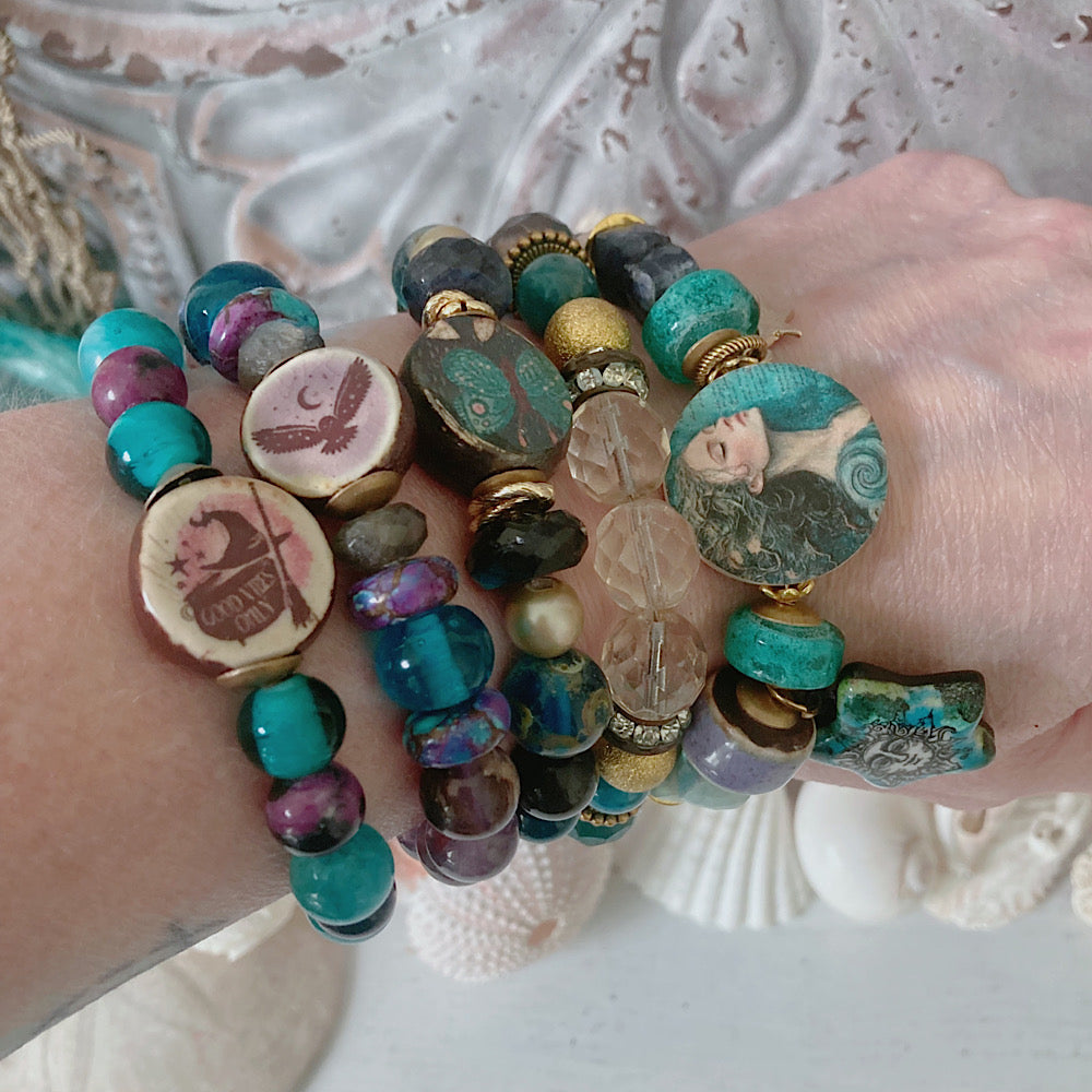 Women’s Summer Sea Witch Talisman Siren Beachy Boho Teal Clasp Bracelet
