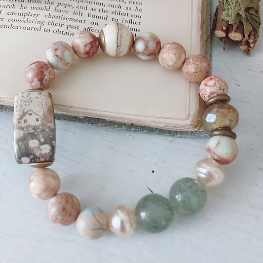 Women’s Cozy Cottagecore Spring Boho Rustic Stretch Bracelet