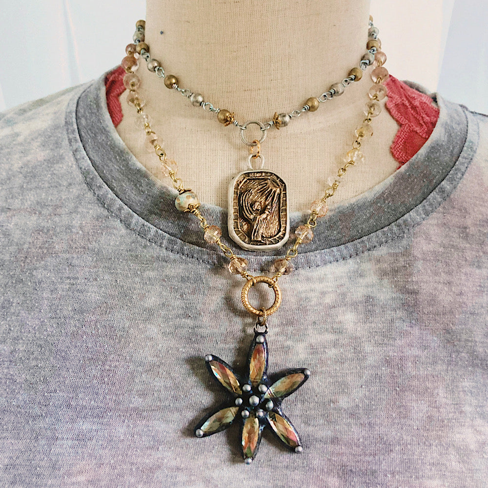 Women’s Fall Sun BohoGlam Cottagecore Topaz Rosary Necklace