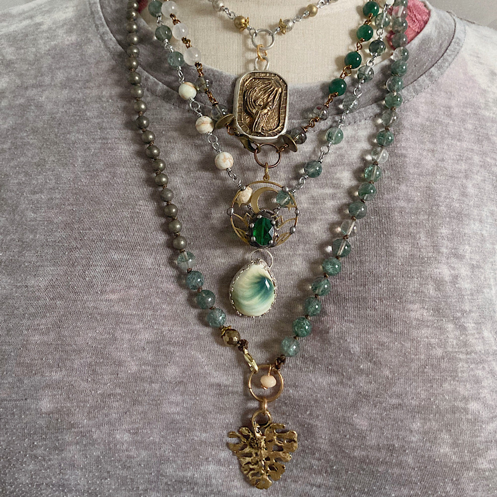 Women’s Winter Mystical Moon Solstice Moonstone Rosary Necklace