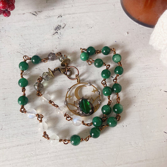 Women’s Winter Mystical Moon Solstice Moonstone Rosary Necklace