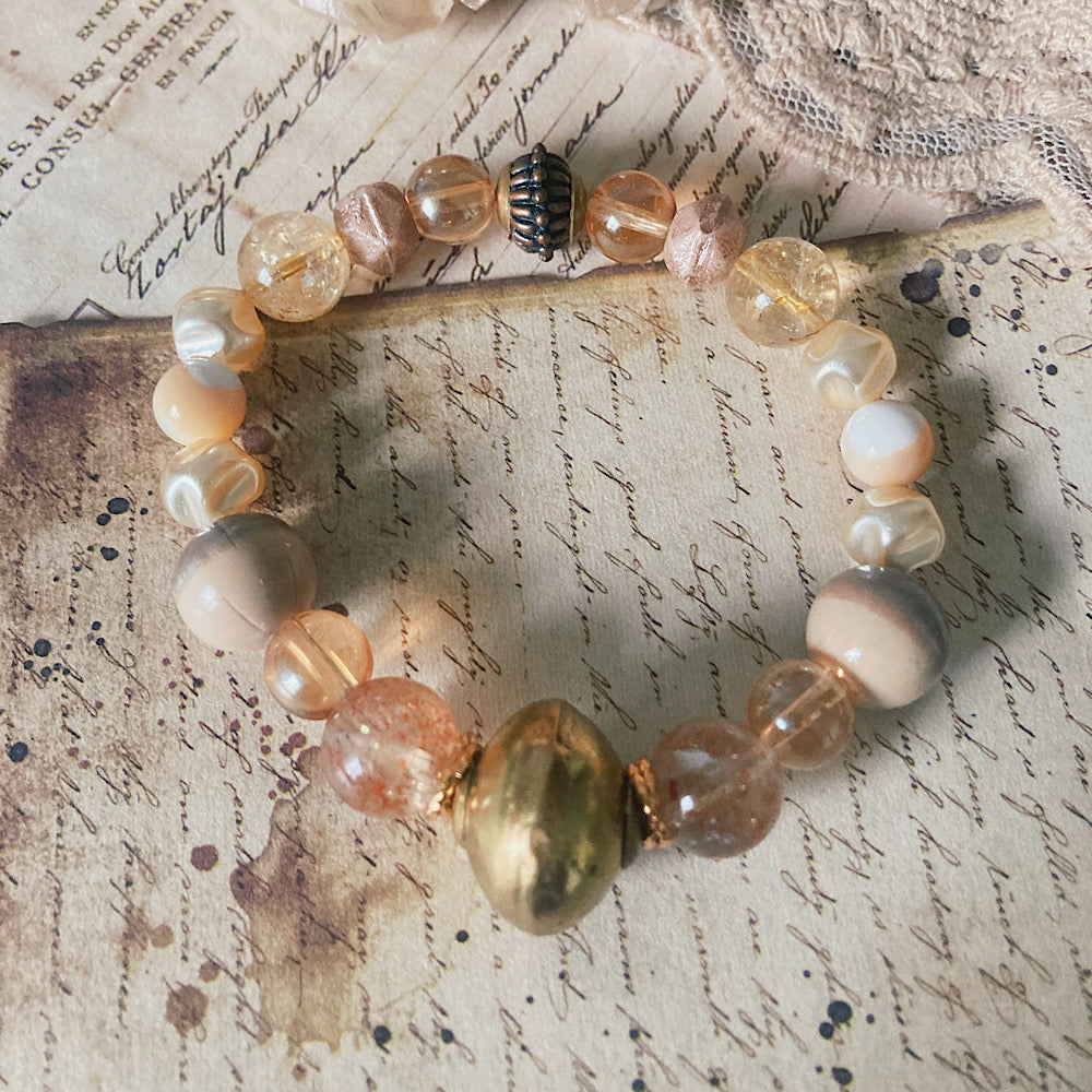 Women’s BohoGlam Golden Neutral-Chic Stack Stretch Bracelet