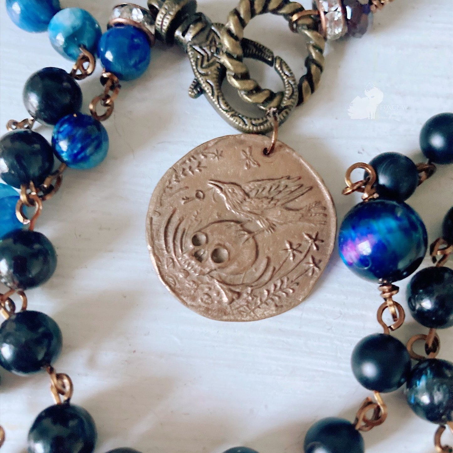 Women’s Raven & Skull Gothic Talisman Dark Academia Rosary Necklace