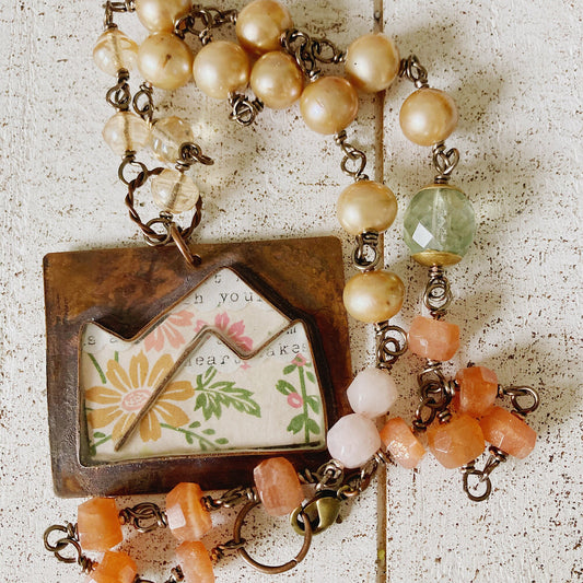 Women‘s Warm-Tone Home Cottagecore Rosary Necklace