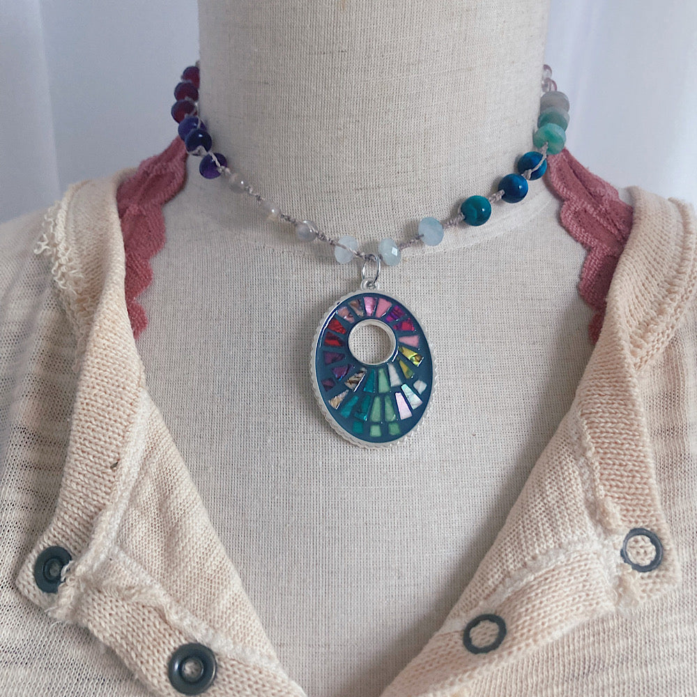 Women’s Mosaic Rainbow Surfer Beach-Boho Yoga Knotted Necklace