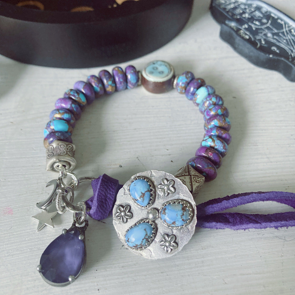 Women’s Celestial Moon Magic Turquoise Button Clasp Bracelet