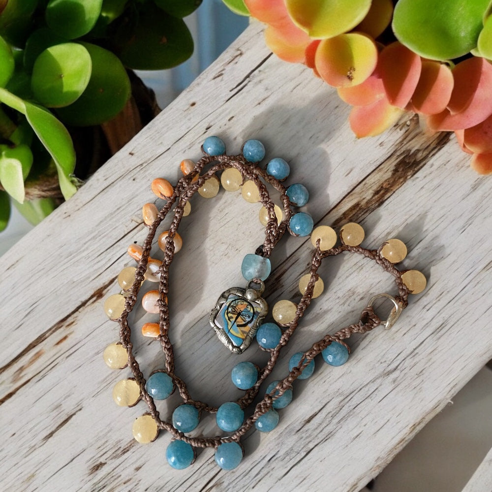 Women’s Summer Desert Boho Spiny Oyster Enamel Crochet Necklace