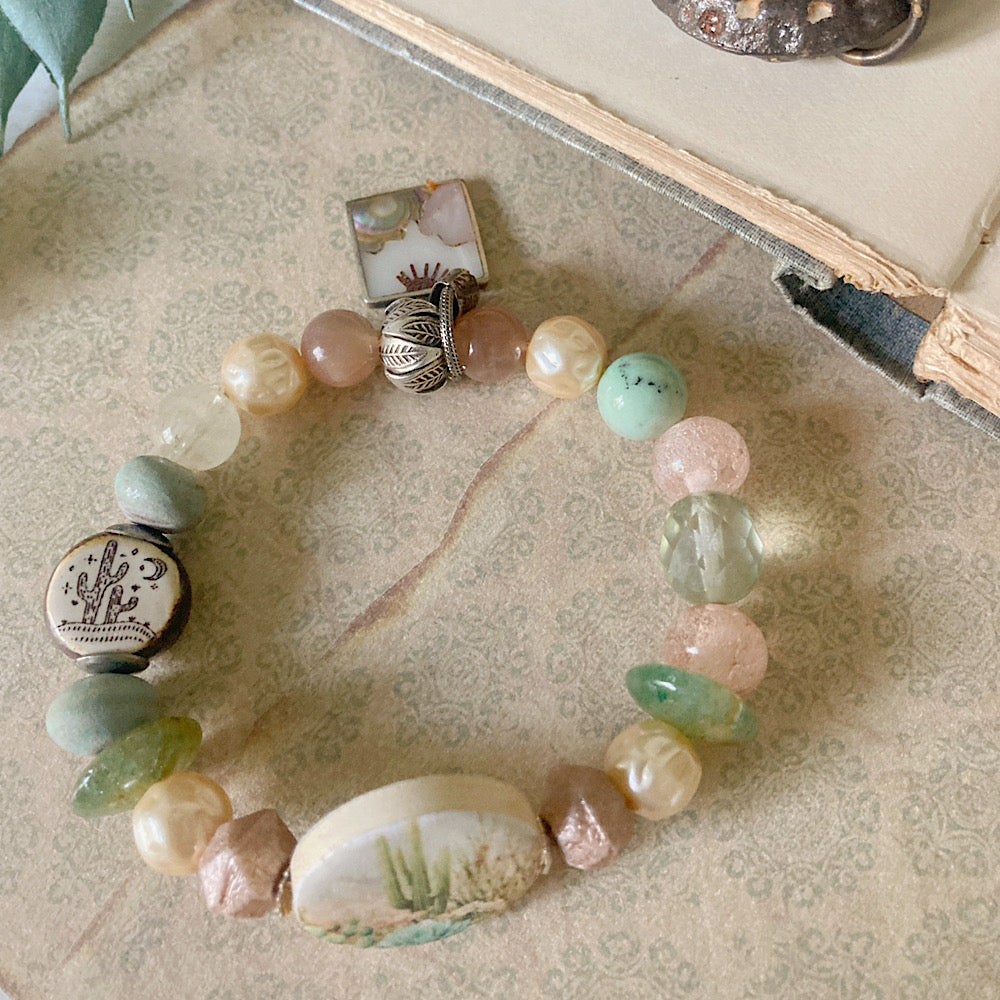Women’s Summer Mystical Desert Talisman Neutral Stretch Bracelet