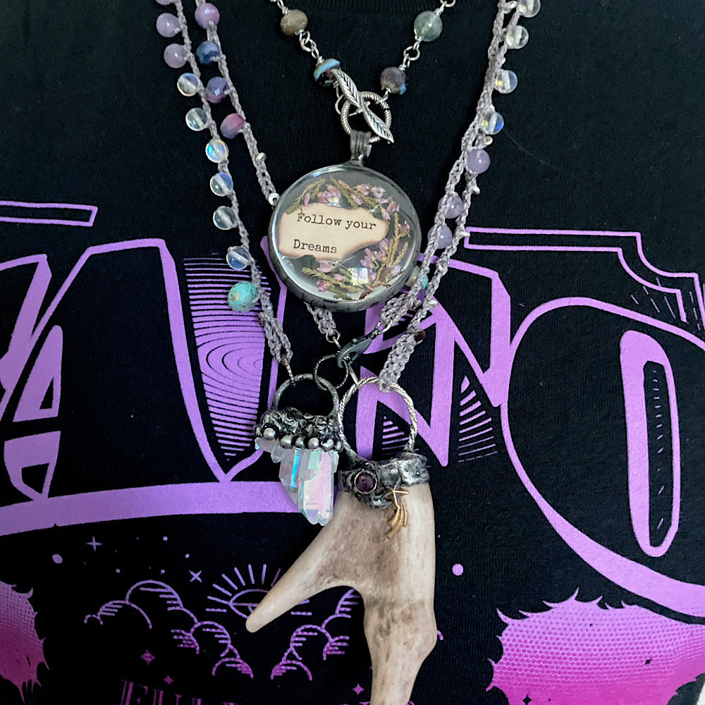 Women’s Summer Soldered Antler Shooting Star Sterling Silver Crochet Necklace
