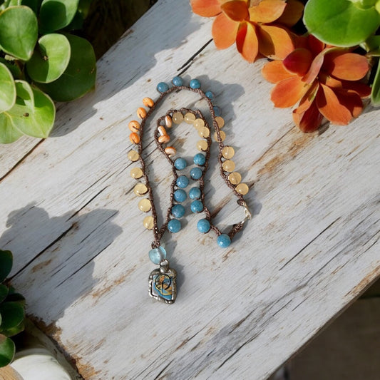 Women’s Summer Desert Boho Spiny Oyster Enamel Crochet Necklace