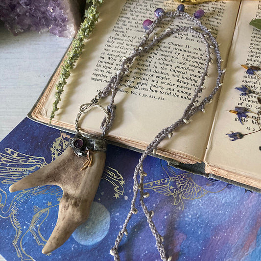 Women’s Summer Soldered Antler Shooting Star Sterling Silver Crochet Necklace