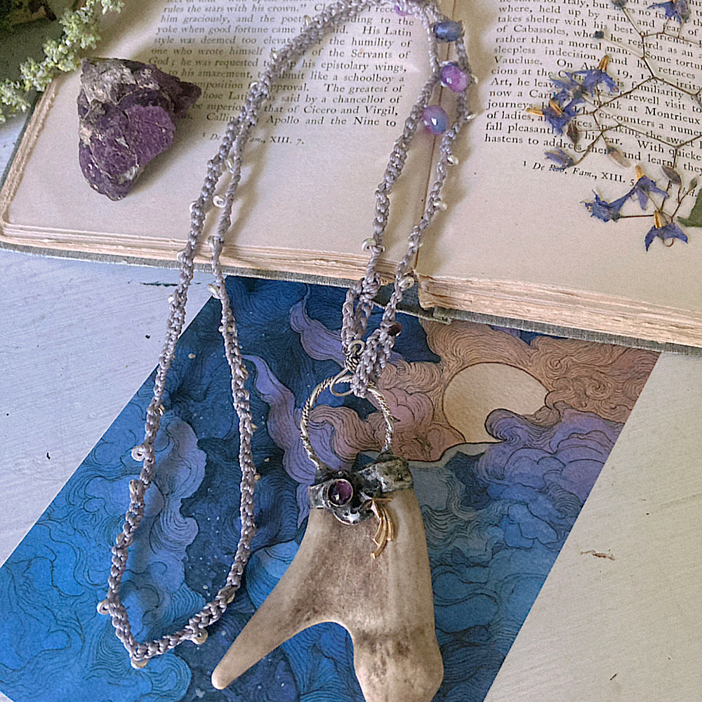Women’s Summer Soldered Antler Shooting Star Sterling Silver Crochet Necklace