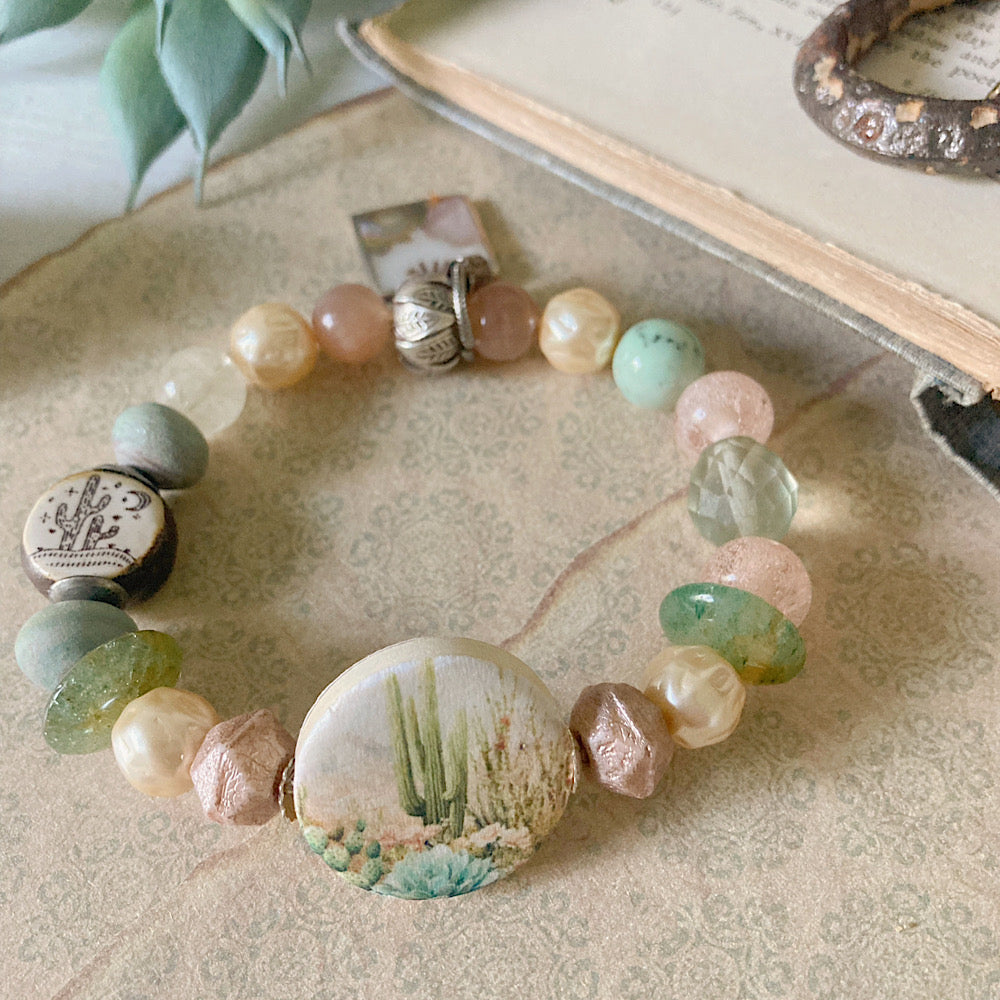 Women’s Summer Mystical Desert Talisman Neutral Stretch Bracelet