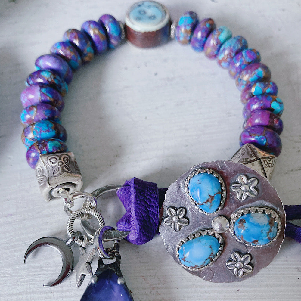 Women’s Celestial Moon Magic Turquoise Button Clasp Bracelet